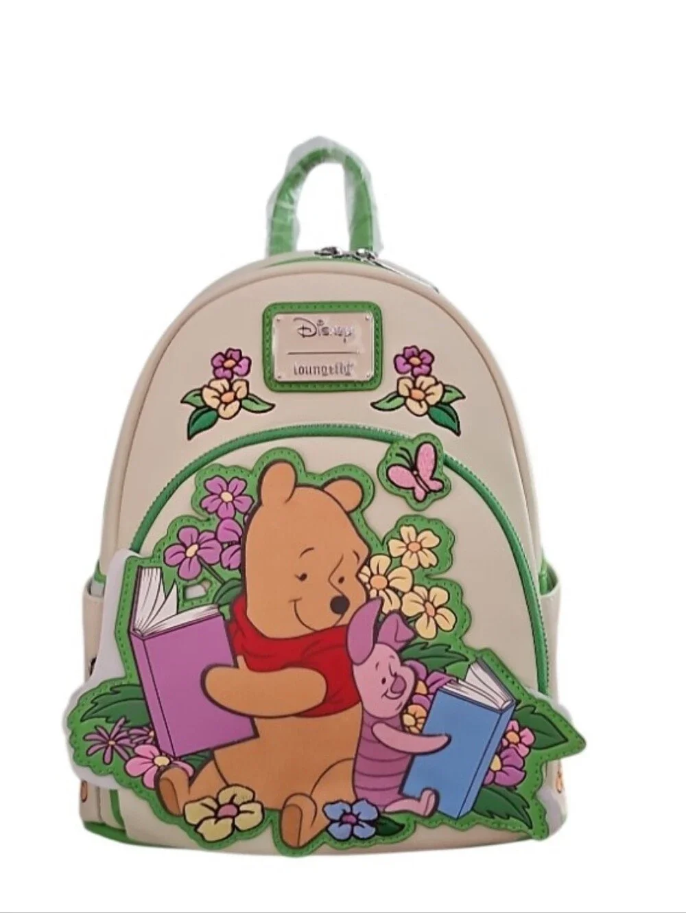 Loungefly Disney Winnie the Pooh Piglet Reading Mini Backpack NWT Fuzzy Applique